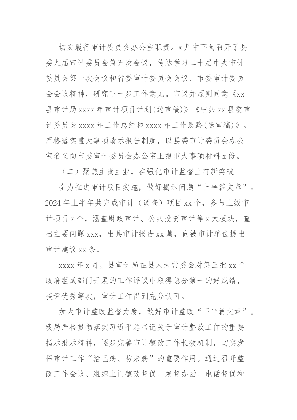 审计局2024年上半年工作总结和下半年工作计划.docx_第2页