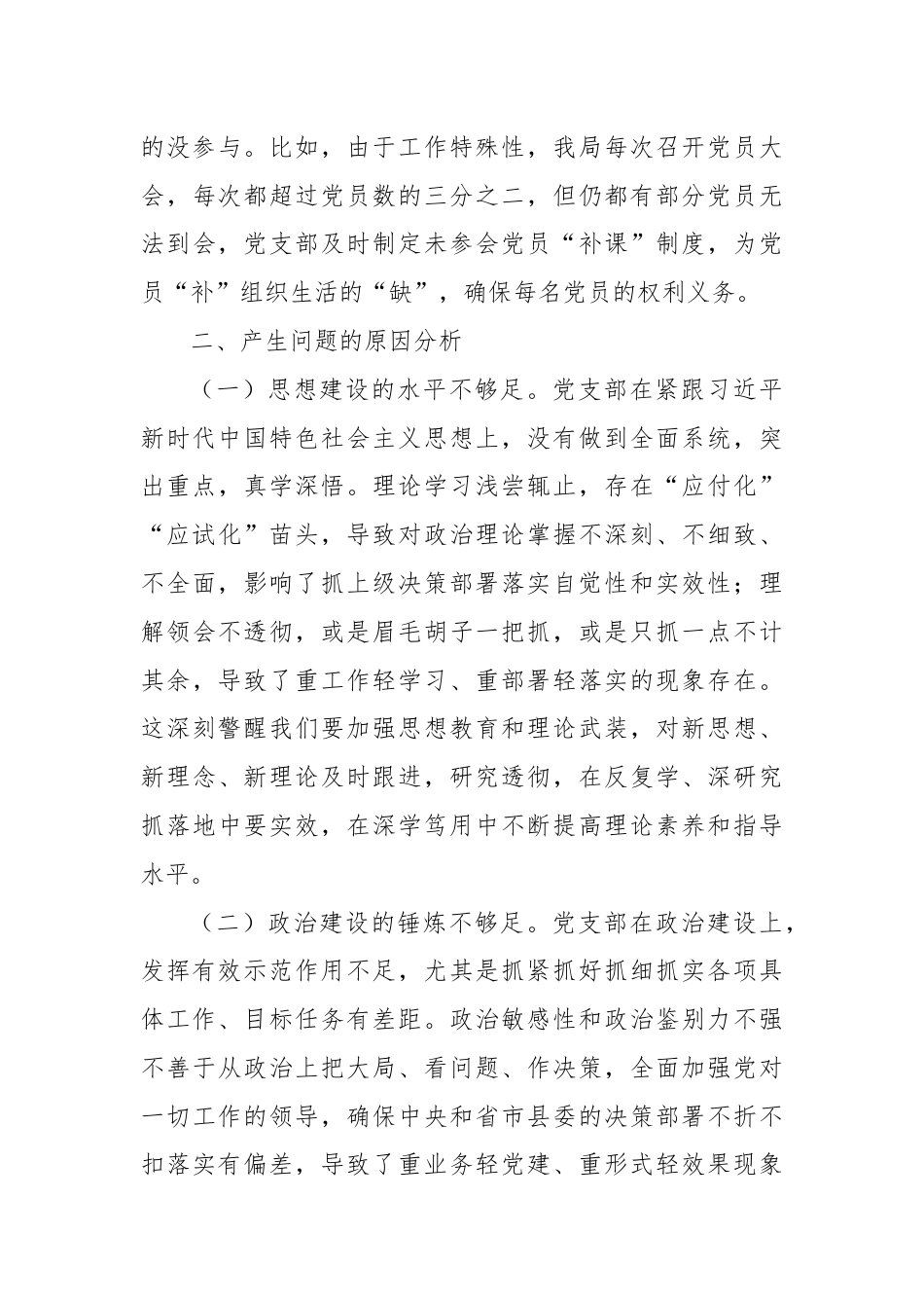 2024年度组织生活会支部班子对照检查材料.docx_第3页