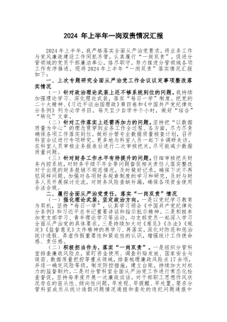 2024 年上半年一岗双责情况汇报.doc