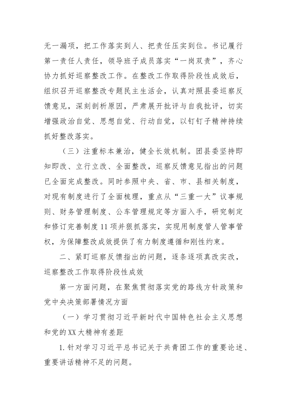 共青团X县委员会关于巡察集中整改进展情况的报告.docx_第2页