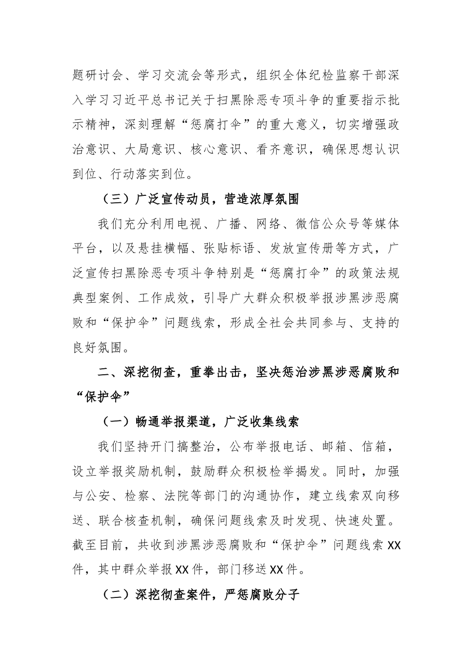 某县纪委监委扫黑除恶“惩腐打伞”情况汇报.docx_第2页