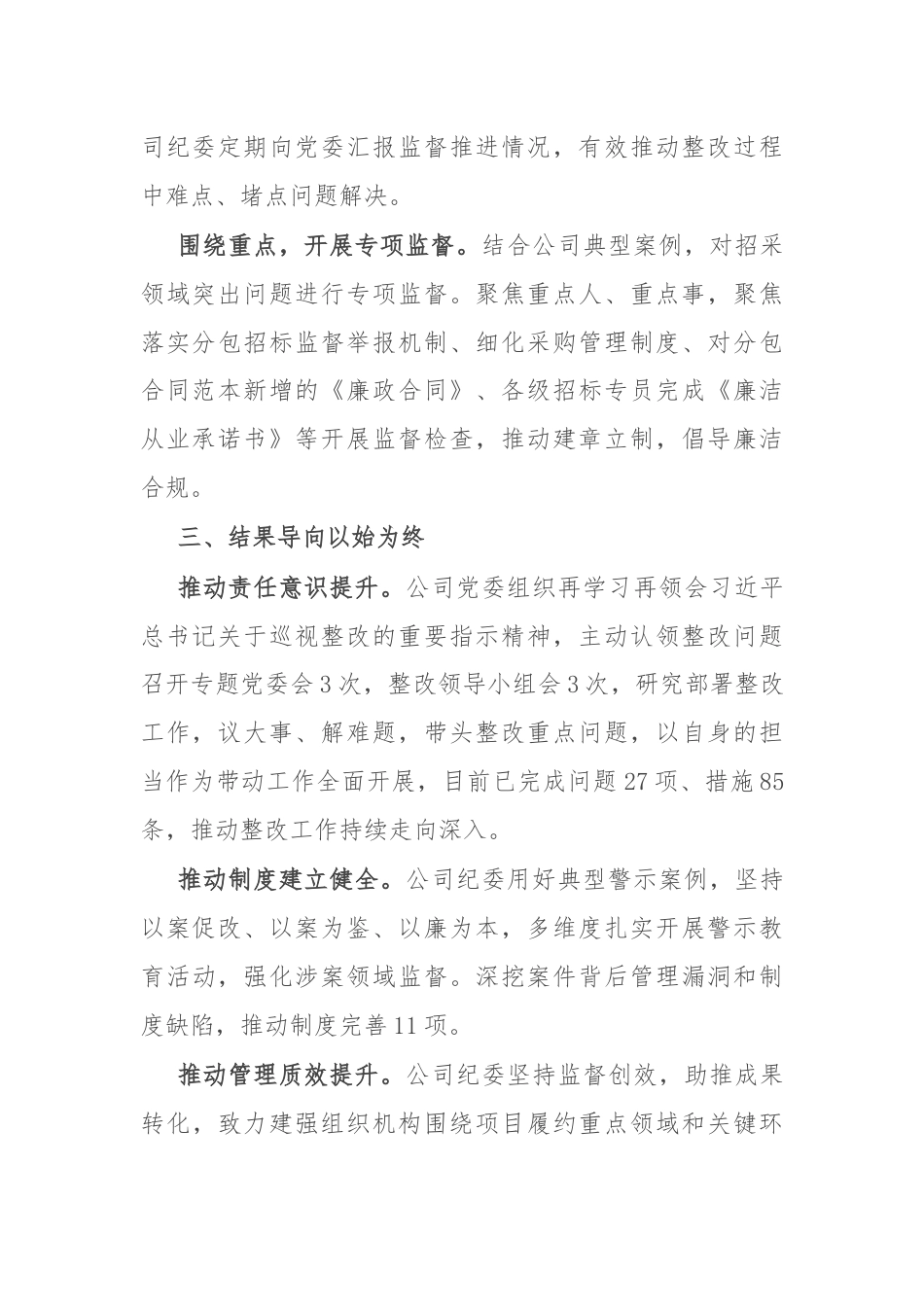 公司纪委书记在集团履行巡视整改责任情况的汇报发言.docx_第2页